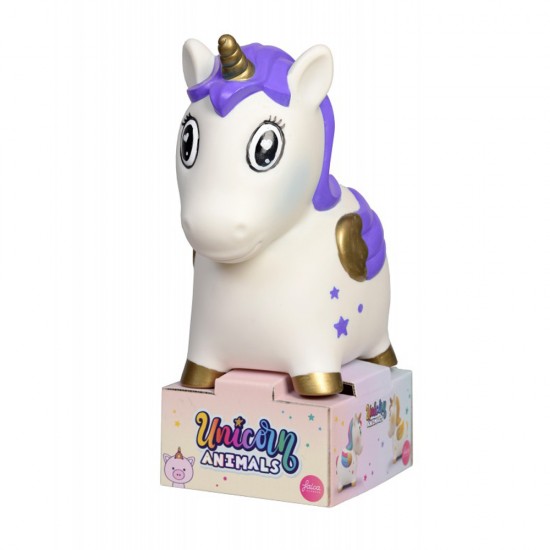 UNICORN ANIMALS UNICORN MONEY BOX DECORATED IN 3 COLOURS
