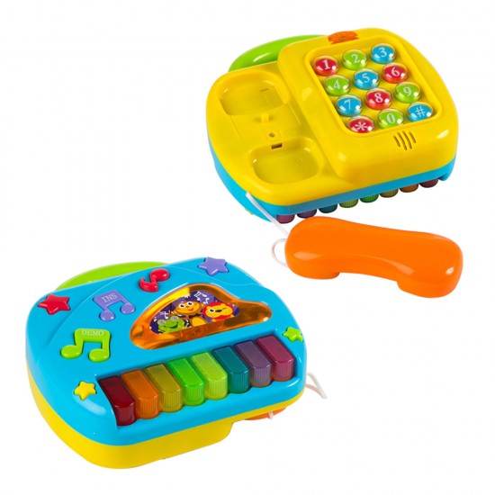 PLAY GO 2 IN 1 TELEPHONE PIANO BATTERY OPERATED