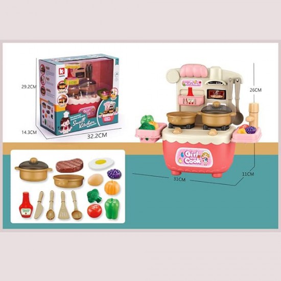 MINI KITCHENETTE WITH 17 PIECES OF PRESSED WATER, NOT CHARGED