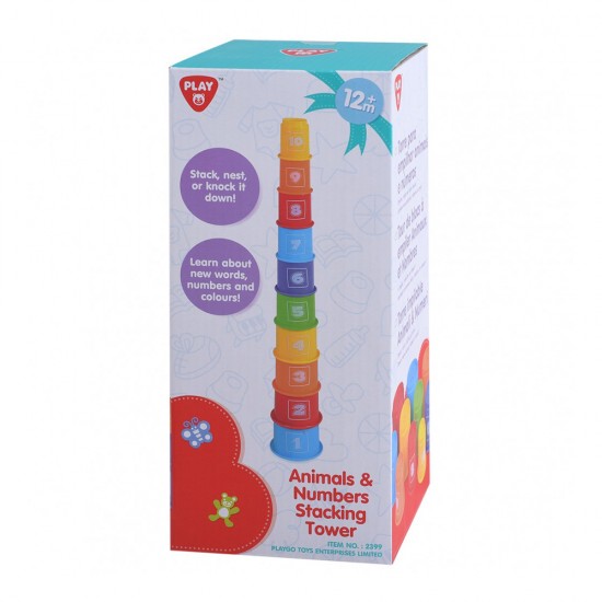 PLAY GO ANIMALS AND NUMBERS STACKING TOWER PLAY GO ANIMALS AND NUMBERS STACKING TOWER