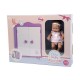 MINI BABY COQUET WOODEN WARDROBE WITH A DOLL Size 28cm