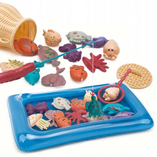Fishing toy with Bamboo basket