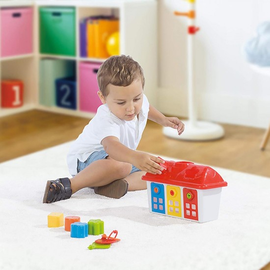 SHAPE SORTER HAPPY HOUSE WITH LOCKABLE DOORS SHAPE SORTER HAPPY HOUSE WITH LOCKABLE DOORS