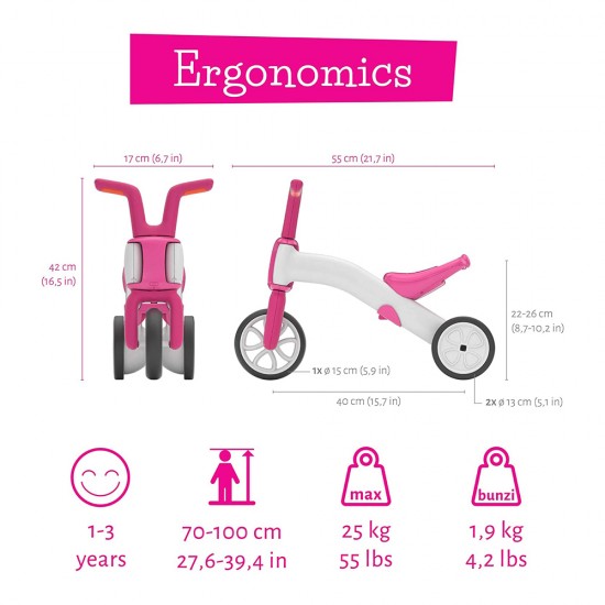 CHILLAFISH BUNZI GRADUAL BALANCE BIKE - PINK CHILLAFISH BUNZI GRADUAL BALANCE BIKE - PINK