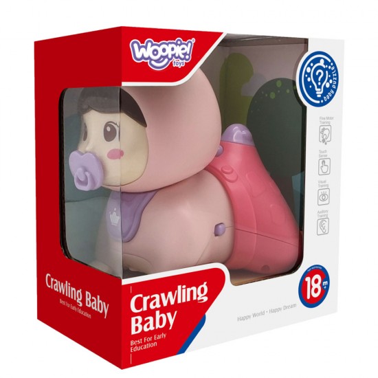 B/O crawling doll (pink) with sound & light