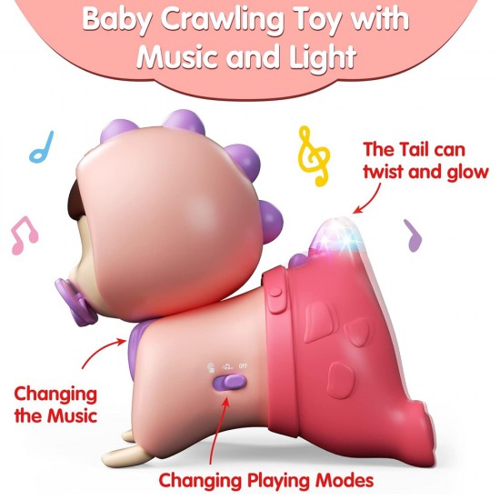 B/O crawling doll (pink) with sound & light