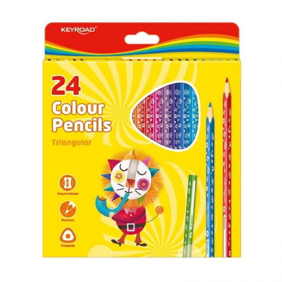 Keyroad Triangular 24 color pencils 7" 