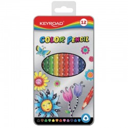 Keyroad Tin Box Triangular 12 color pencils 7" 