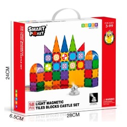 LIGHTS MAGNETIC PIECE CASTLE SET 58PCS- STANDARD EDITION