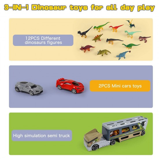 Unfolding Container Truck With Medium Dinosaurs