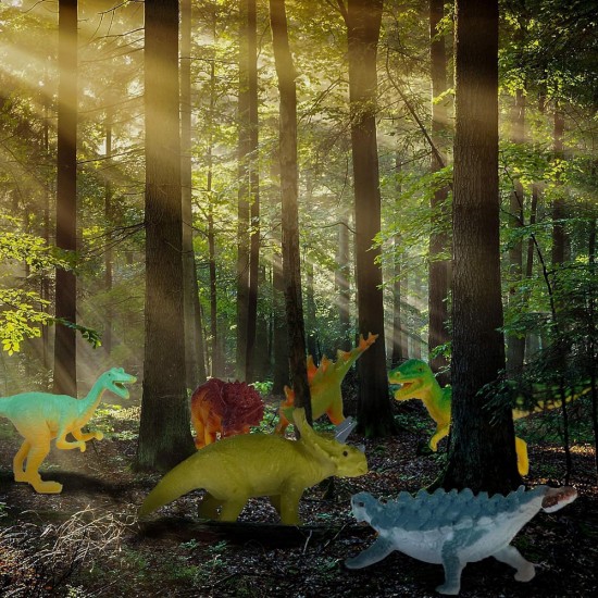 Unfolding Container Truck With Medium Dinosaurs