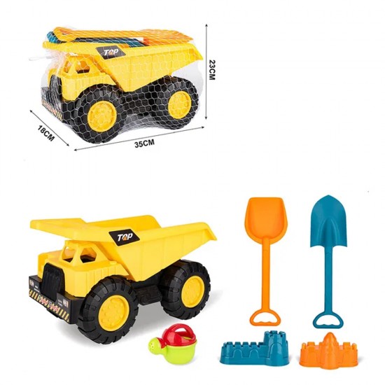 BEACH DUMP TRUCK YELLOW SET 6PCS